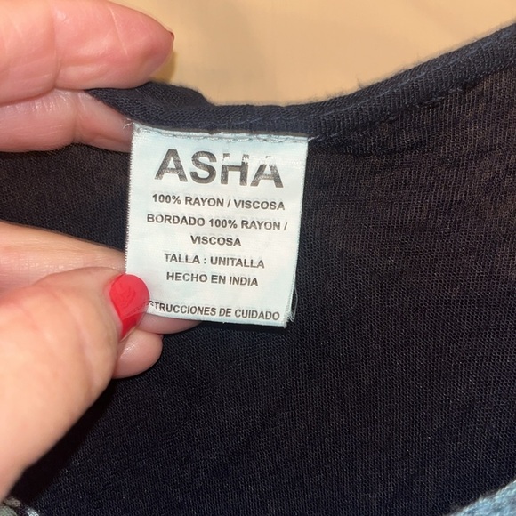 Asha bohemian tye dye dress in black and light blue with embroidery size Free - Picture 5 of 8